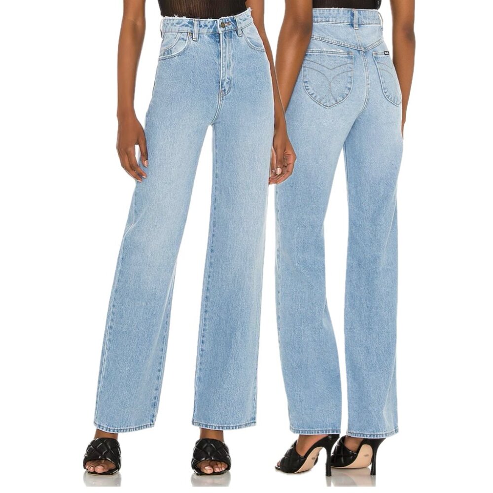 ROLLA'S Heidi Old Stone Denim High-Rise Loose Straight Jeans (Mid-Blue Wash)